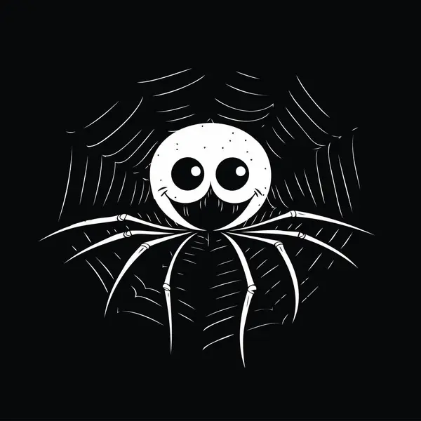 Cute Cartoon Spider Web Vector Illustration Black Background — Stock Vector