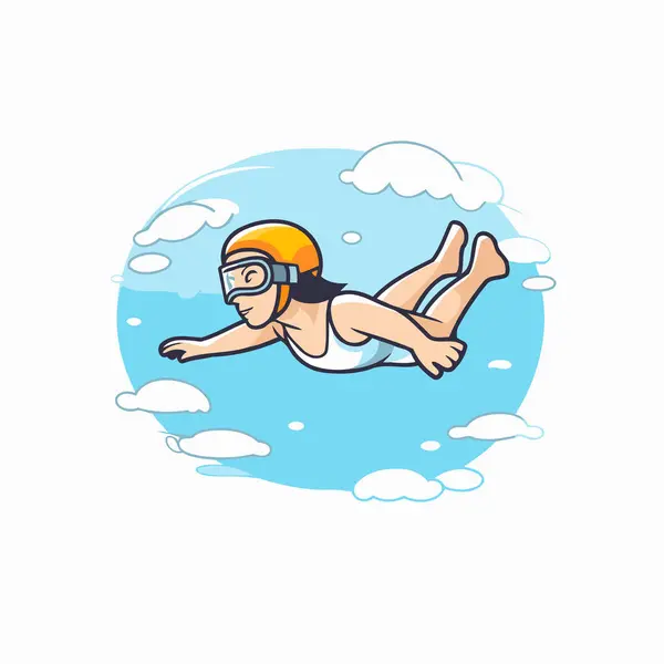 Hombre Nadando Piscina Con Casco Gafas Ilustración Vectorial — Vector de stock