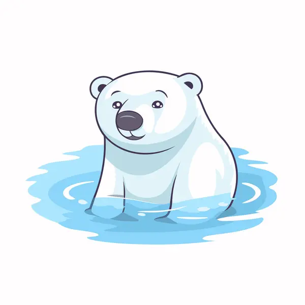 Urso Polar Água Ilustração Vetorial Personagem Desenho Animado — Vetor de Stock
