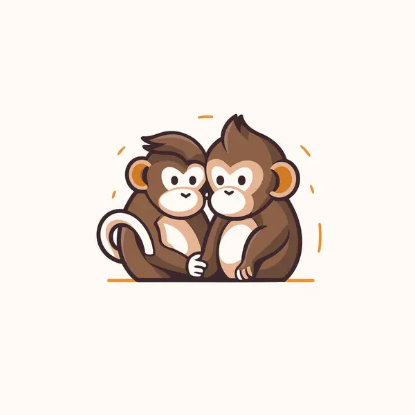 Monkey Cartoon Vector Illustration Cute Animal Character Design Template — Stock Vector