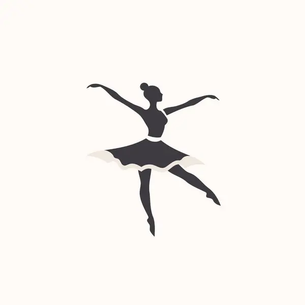 Silhouette Ballerina Isolata Sfondo Bianco Illustrazione Vettoriale Stile Piatto — Vettoriale Stock