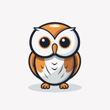 Baykuş ikonu. Sevimli çizgi film karakteri. Vektör çizimi. Düz tasarım.