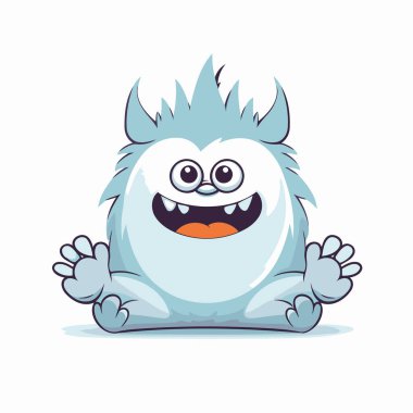 Sevimli çizgi film canavarı. Beyaz arkaplanda izole edilmiş vektör illüstrasyonu.