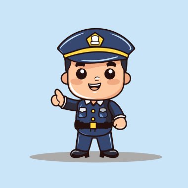 Polis karakteri tasarımı. Şirin ve komik çizgi film vektör çizimi.