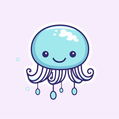 Şirin çizgi film denizanası. Bir deniz hayvanının vektör çizimi.