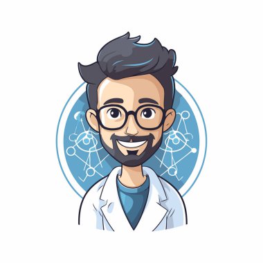 Bilim adamı karikatür ikonu vektör illüstrasyon grafik tasarım vektör çizim grafik tasarımı
