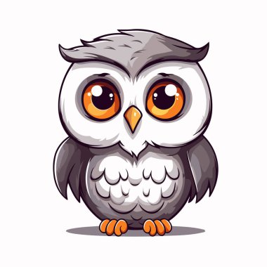 Beyaz arka planda izole edilmiş sevimli çizgi film baykuşu. Vektör illüstrasyonu.