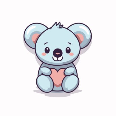 Tatlı koala çizgi filmi. Vektör illüstrasyonu beyaz arkaplanda izole edildi.