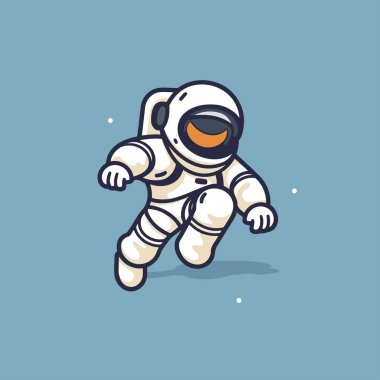 Astronot uzayda uçuyor. Vektör çizimi. Çizgi film biçimi.