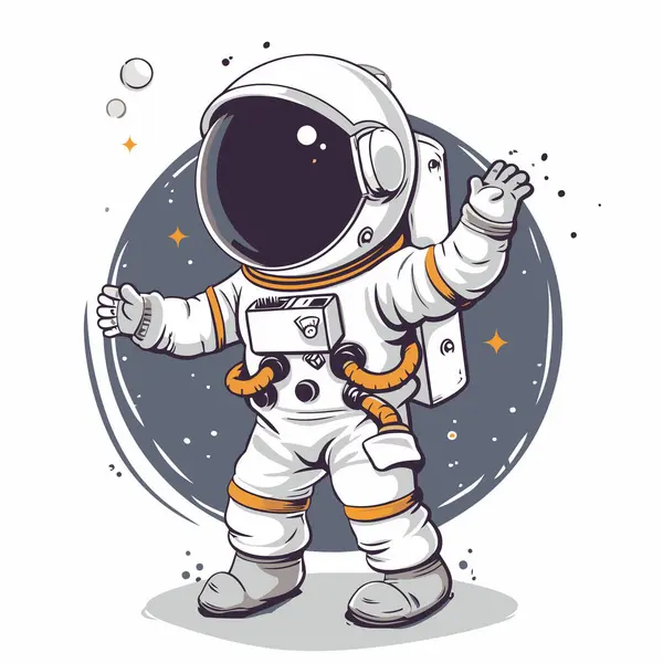 Uzay giysili astronot. Beyaz arkaplanda vektör illüstrasyonu.