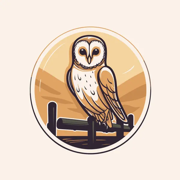 Owl Gjerdet Vektorillustrasjon Retro Stil Hvit Bakgrunn – stockvektor