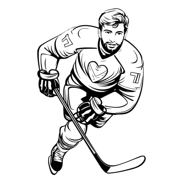 Jugador Hockey Con Palo Ilustración Vectorial Lista Para Corte Vinilo — Vector de stock