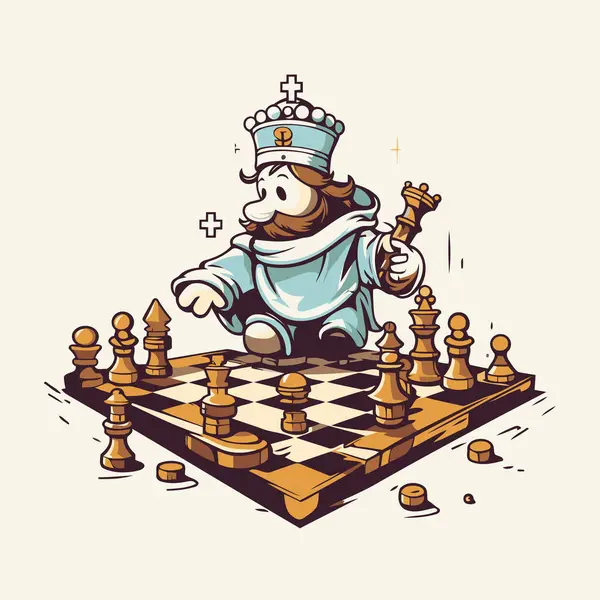 Chess King Crown Chessboard Vector Illustration — Stock Vector