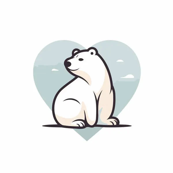 Urso Polar Com Coração Ilustração Vetorial Estilo Cartoon Sobre Fundo — Vetor de Stock