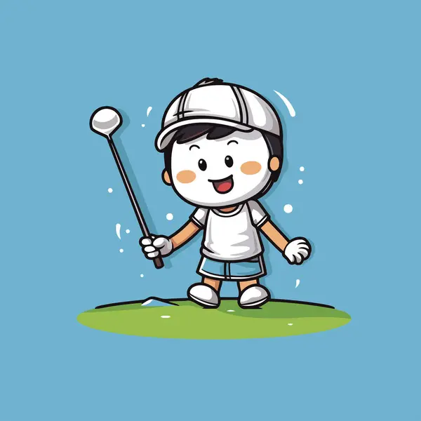 Cartoon Golfer Golf Club Golf Course Vector Illustration — Stock Vector