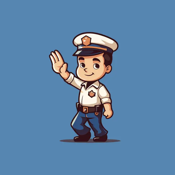 かわいい漫画の警察官 フラットスタイルのベクトルイラスト — ストックベクタ