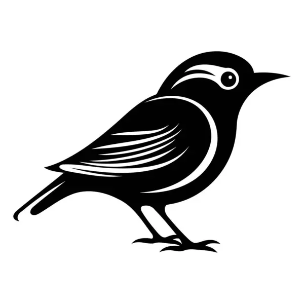 Black Silhouette Sparrow White Background Vector Illustration — Stock Vector