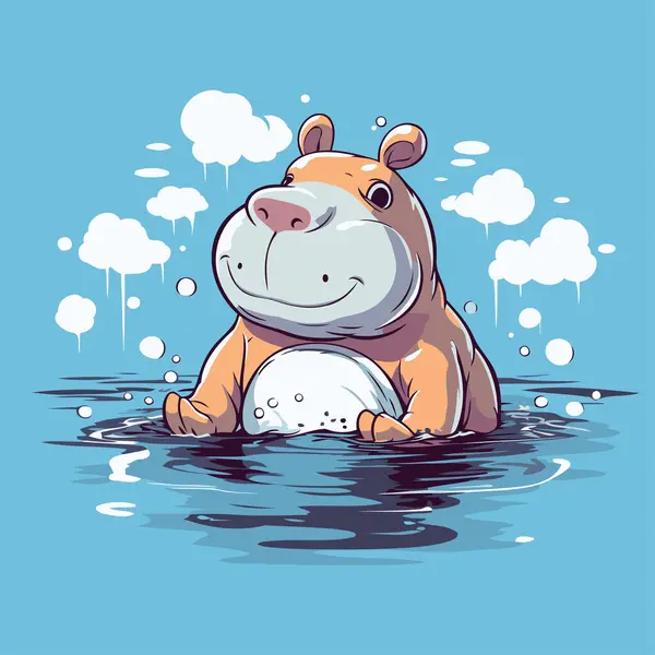 Hipopótamo Água Ilustração Vetorial Hipopótamo — Vetor de Stock