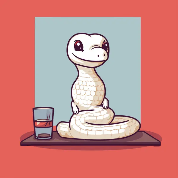 可爱的蛇和一杯威士忌 矢量卡通画 — 图库矢量图片