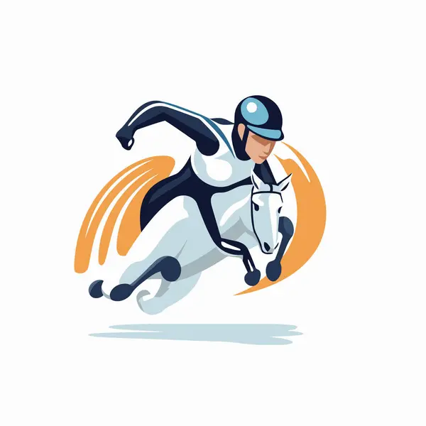 Jockey Riding Horse Vector Illustration White Background — Stock Vector