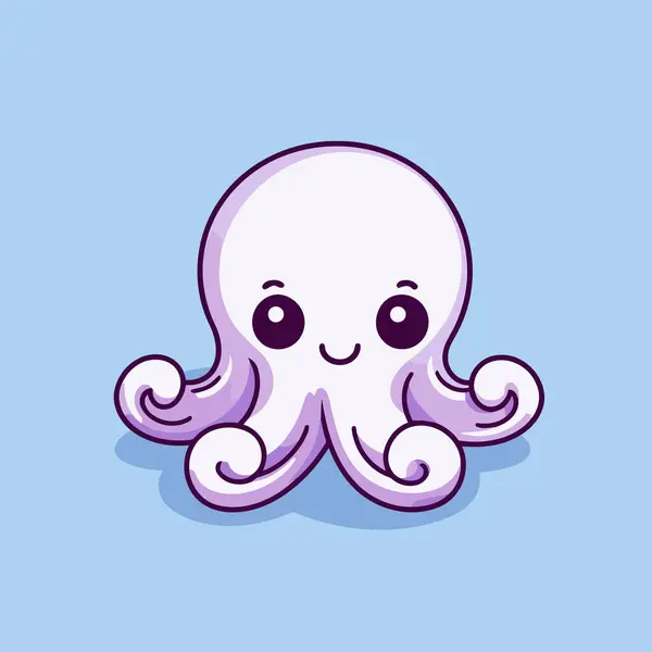 Cute Cartoon Octopus Blue Background Vector Illustration — Stock Vector