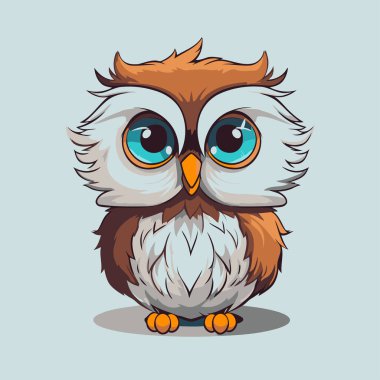 Sevimli çizgi film baykuşu. Vektör çizimi. Mavi arkaplanda izole.