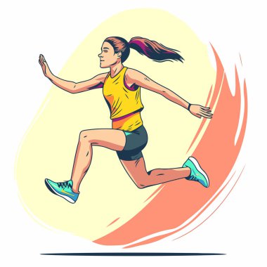 Koşan kadın. Koşan genç bir kadının vektör çizimi.