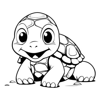 Beyaz arka planda izole edilmiş şirin çizgi film kaplumbağası. Vektör illüstrasyonu.