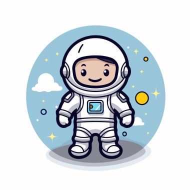 Uzayda bir astronot. Çizgi film vektör çizimi. eps10