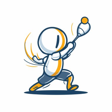 Kriket oyuncusu beyzbol sopasıyla topa vuruyor. vektör illüstrasyonu.