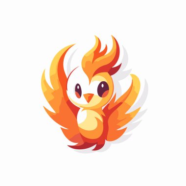 Beyaz arka planda kanatları olan sevimli çizgi film horozu. Vektör illüstrasyonu.