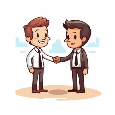 İş adamı, meslektaşı çizgi film vektörü Illustration grafik tasarımı ile el sıkışıyor