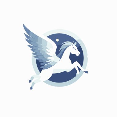 At kanatlı vektör logo şablonu. At kanatlı logo..