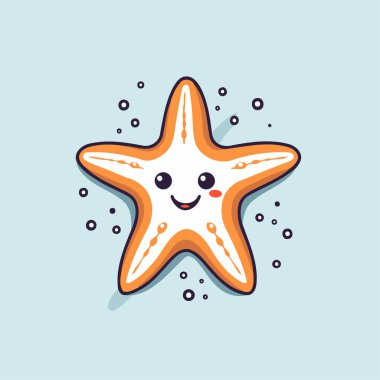 Şirin çizgi film deniz yıldızı karakteri. Düz biçimli vektör illüstrasyonu.