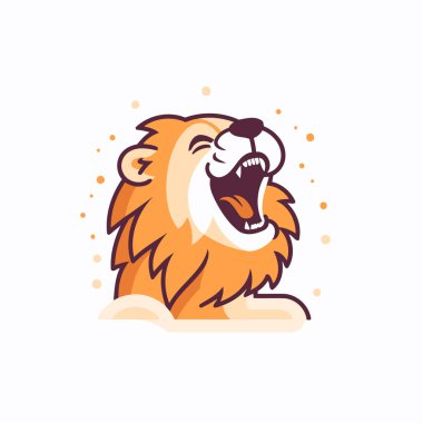 Aslan karikatürü vektör çizimi. Düz tarzda komik bir hayvan karakteri..