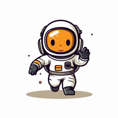 Sevimli astronot çizgi film karakteri çizimi. Güzel el çizimi astronot..