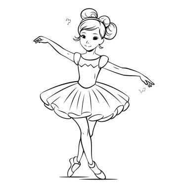 Bale etekli şirin bir balerin. Vektör illüstrasyonu.