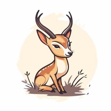 Çimenlerin üzerinde genç bir antilobun vektör görüntüsü.