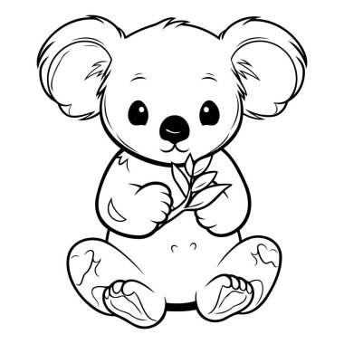 Çocuklar için boyama kitabı: elinde çiçek olan koala.