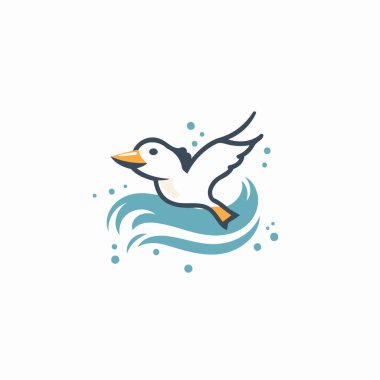 Martı Simgesi Logo Tasarım Elemanı. Modern Vektör İllüstrasyonu.