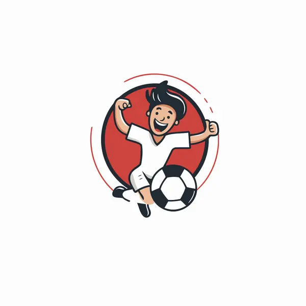 サッカー選手ベクトルロゴデザインテンプレート ボールを持つサッカー選手 — ストックベクタ