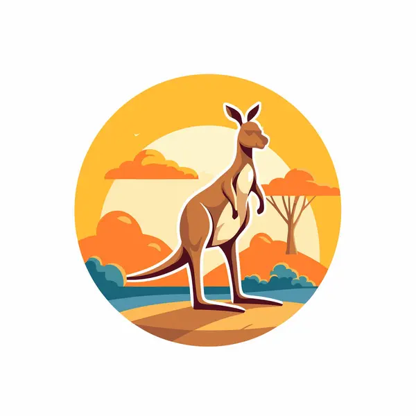Düz Stil Kanguru Ikonu Kanguru Vektör Illüstrasyonu — Stok Vektör
