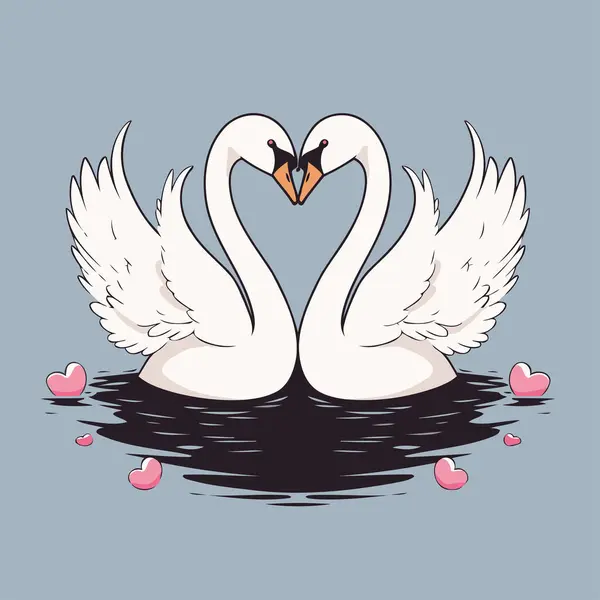 Vector Ilustración Dos Cisnes Enamorados Tarjeta San Valentín — Archivo Imágenes Vectoriales