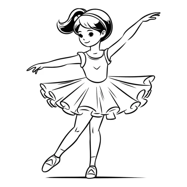 Leuke Kleine Ballerina Een Tutu Vectorillustratie — Stockvector