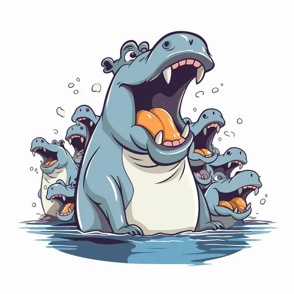 Hipopótamo Água Ilustração Vetorial Animal Selvagem — Vetor de Stock