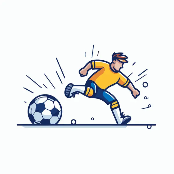 Footballeur Qui Donne Des Coups Pied Illustration Vectorielle Dans Style — Image vectorielle