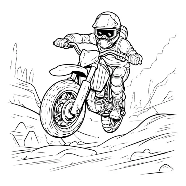 Vector Illustration Motocross Rider Race Track — Stock Vector