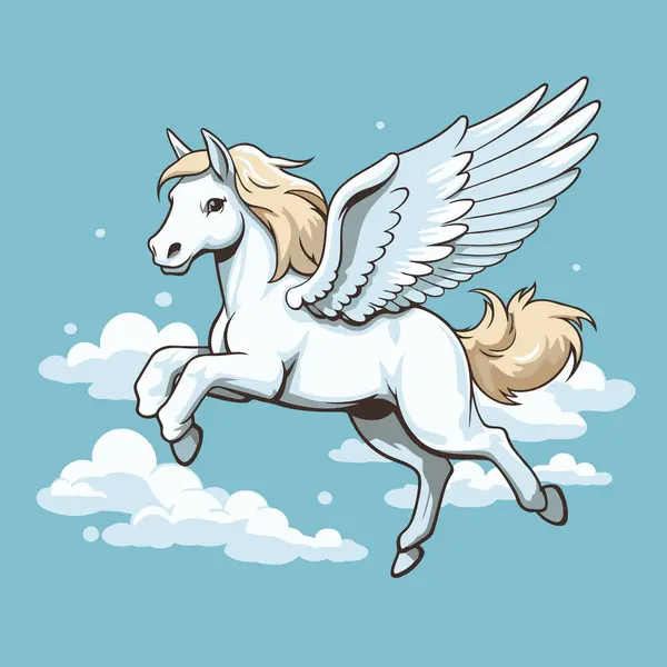 Unicorn Wings Flying Sky Vector Illustration — Stock Vector