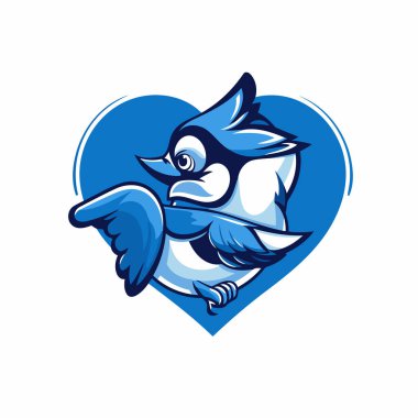 vector illustration of a blue tit bird flying in the shape of a heart