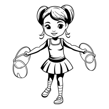 Bale etekli şirin bir balerin. Vektör illüstrasyonu.